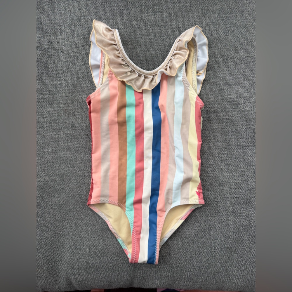 Pink Chicken Pastel Striped One Piece Swimsuit